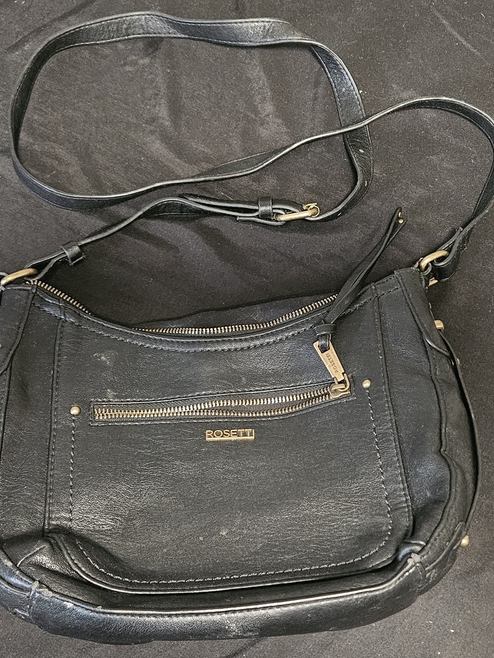 Rosetti Black Crossbody Bag with Gold Hardware